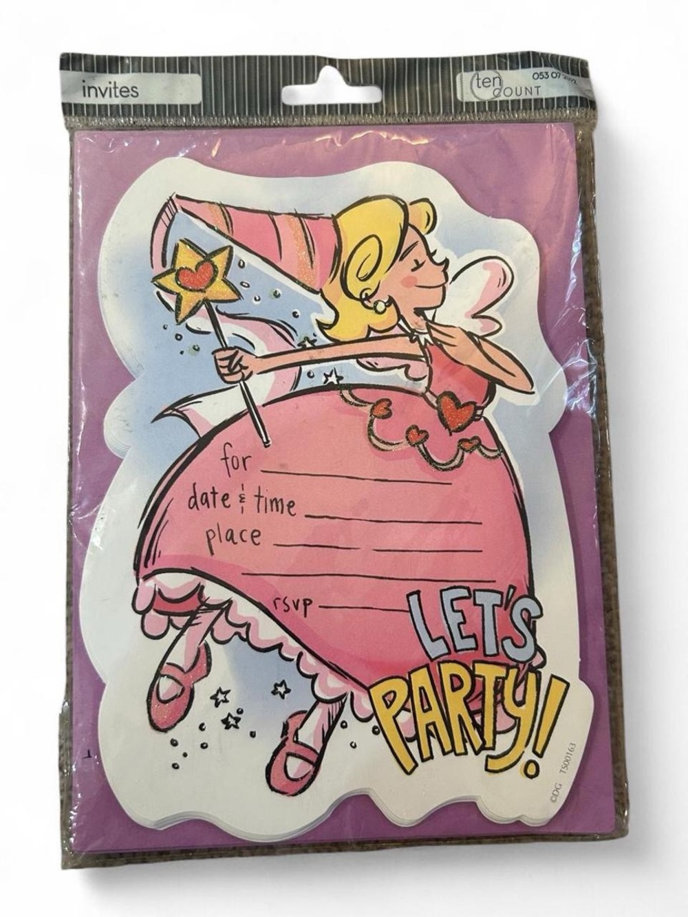 Vintage Pink Princess Fairy 'Let's Party' Invitation Cards - 10 Count